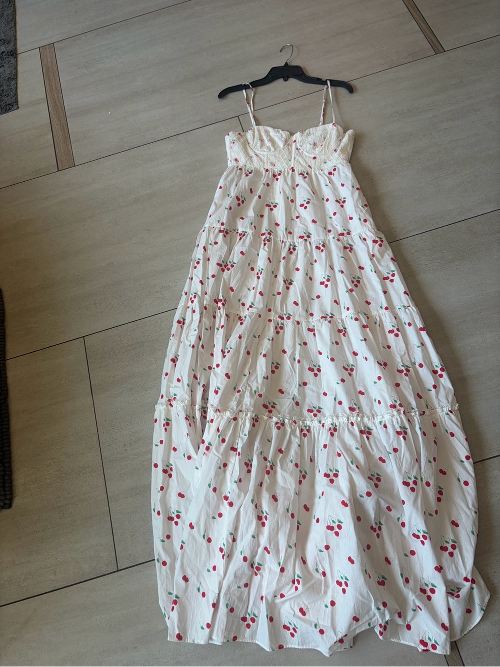 SOLD OUT Kristopher Brock x Aqua white Cherry Print Maxi Dress